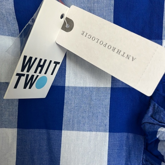 NWT Anthropologie Whit Two Gingham Ruffle Blouse - Picture 3 of 5